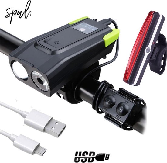 Spul. Fietsverlichting set - Dubbel LED Voorlicht met Auto Brightness mode  - | bol.com