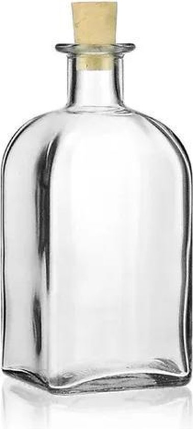 Heldere glazen fles met kurk - 500 ml - likeur - likeurfles - lege fles -  drankfles -... | bol.com