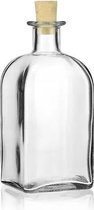 Heldere glazen fles met kurk - 500 ml - likeur - likeurfles - lege fles - drankfles - oliefles - azijnfles - gratis verzending