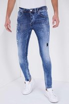 Stoere Heren Jeans met Paint Drops  - Slim Fit - 5301D - Blauw