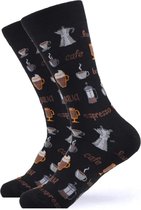 Koffie sokken - unisex - heren maat 41-47 - Grappig sokken met espresso, latte, java, cafe