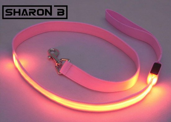 Roze Hondenriem met LED | lichtgevende riem | 120 cm | lichtgevende  hondenlijn |... | bol.com