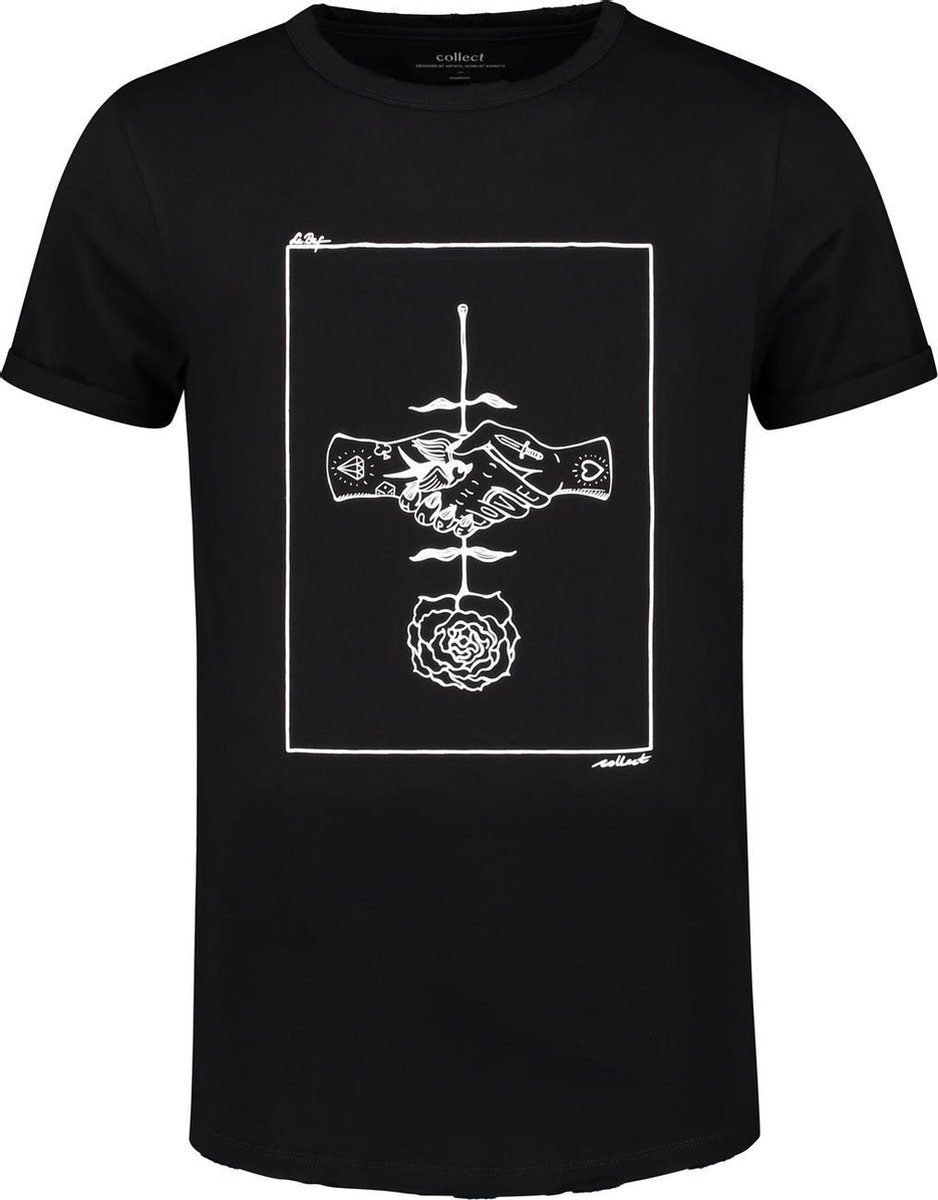 Collect The Label - Roos Tattoo T-shirt - Zwart - Unisex - XS