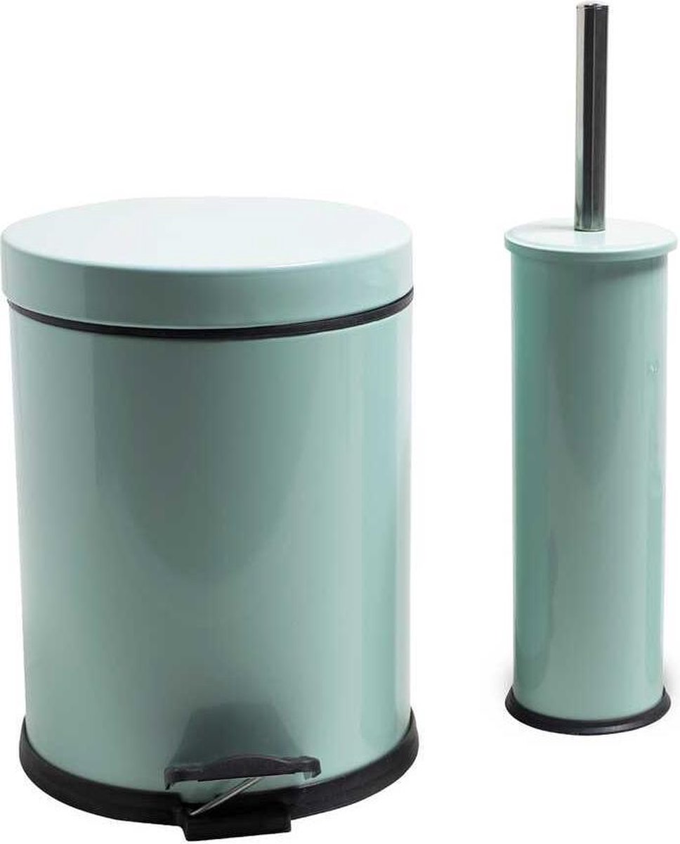 Tiss® - Pedal Bin Classic Pedaalemmer 2-delig- badkamer en toilet- 5 l - Prullebank - Groen (Mint)