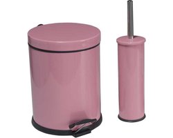 Tiss® - Pedal Bin Classic Pedaalemmer 2-delig- badkamer en toilet- 5 l - Prullebank - Roze