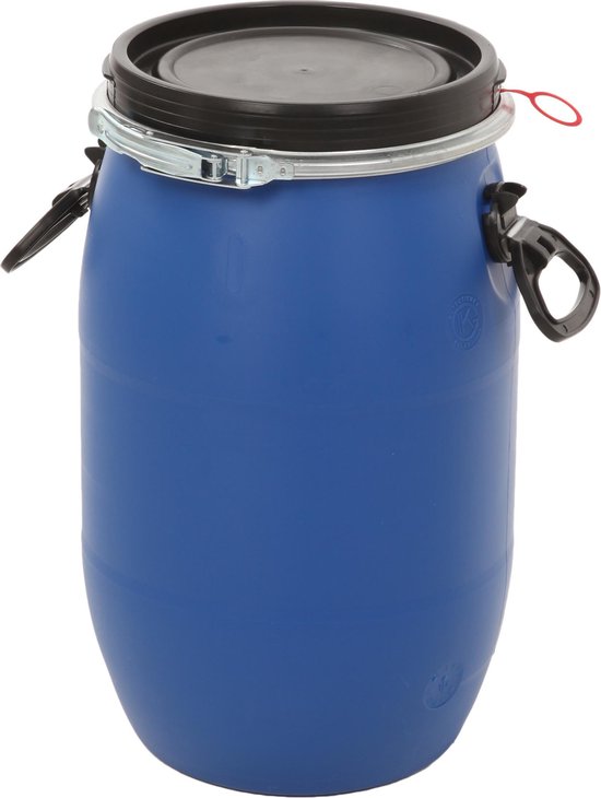 Kunststof vat 30 liter blauw met klemdeksel | bol