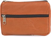 Bagwise® Sleuteltasje - mini Portemonnee -Sleutelring - Pasjeshouder - Sleutelhoes - 11cm x 8cm -Echt Leer - Orange