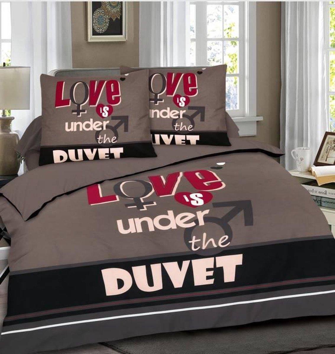 Kasteel Dekbedovertrek Love Is Under The Duvet - 240x200/220 - Taupe