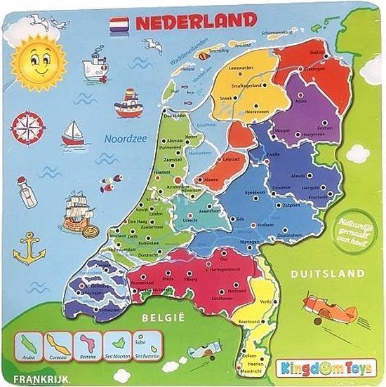 Puzzel Nederland met plaatsnamen en rivieren | bol.com
