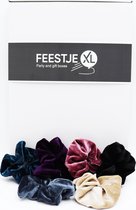 FeestjeXL  Cadeau Box - Beauty en haar - Verjaardag en cadeau doos voor vrouwen met 6 verschilende kleur haar scrunchies