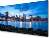 Glasschilderij Brooklyn bridge bridge New York | 140 X 70 CM | 4 mm gehard glas | Incl. Blind ophangsysteem | Moderne glazen schilderij