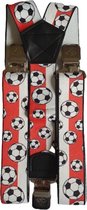 Bretels voetbal in de kleuren  Rood - Wit - Zwart - Met extra stevige, sterke en brede klem van de Riemenspecialist