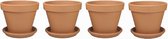 Plantenwinkel Terracotta bloempotten met schotel 30 cm quadro set bloempotten voor binnen en buiten