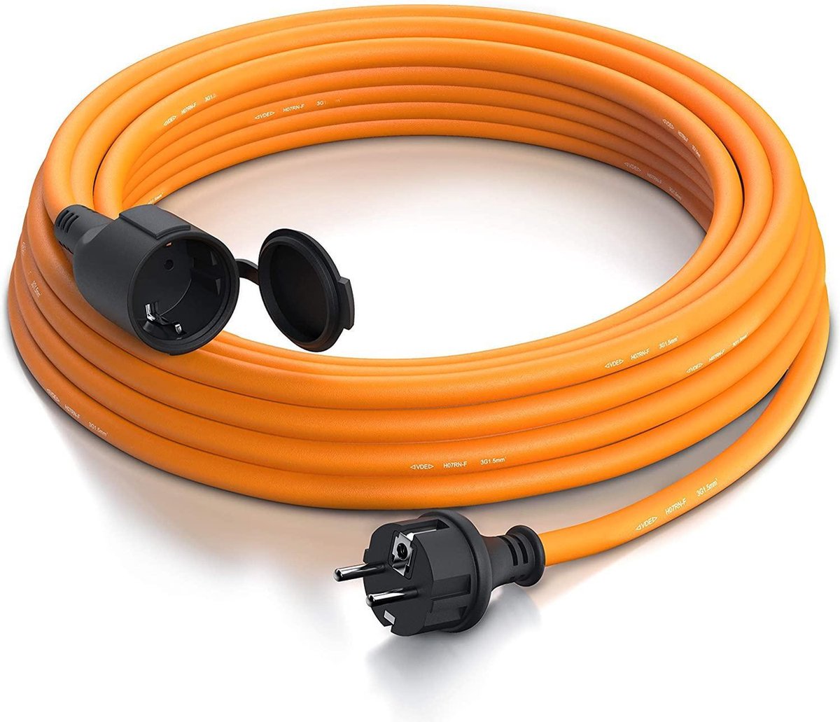 Schuko Type F 30 m câble Orange pour Utilisation en extérieur IP44 KEL Câble de rallonge pour Tondeuse à Gazon 3G1,5 mm² 