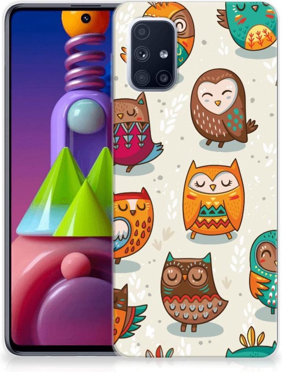 Samsung Galaxy M51 TPU Hoesje Vrolijke Uilen