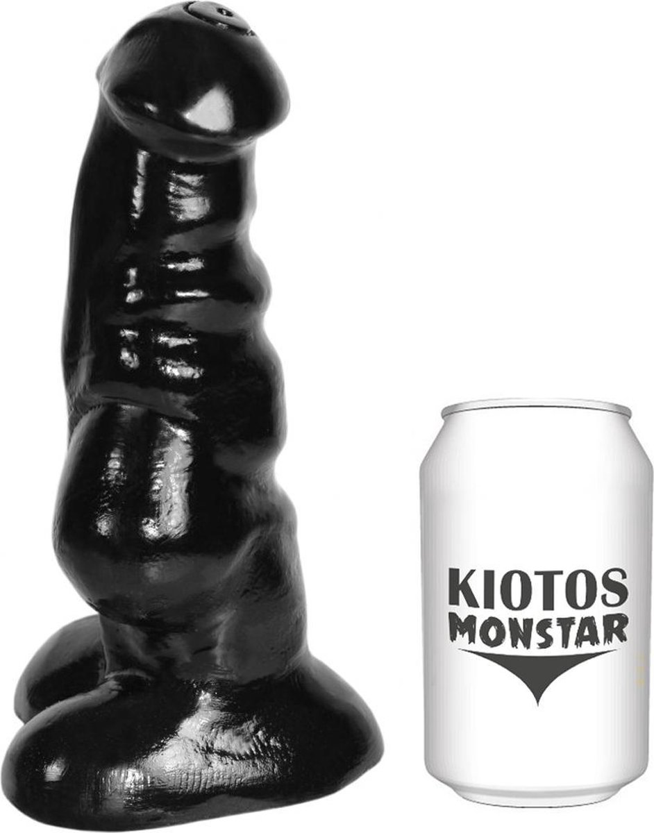 Kiotos Monstar - Drake - Geribbelde Dildo - 24 x 8.5 cm - Zwart