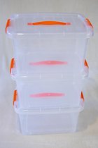 Lowie Innovations 3x Opbergbox 16L - transparent - couvercle - fermeture par clip - poignée