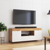 Maison’s Gusto – TV meubel – TV Kast – Wit/Bruin – Vijf compartimenten – Open achterkant –  LED – 137x35,5x58