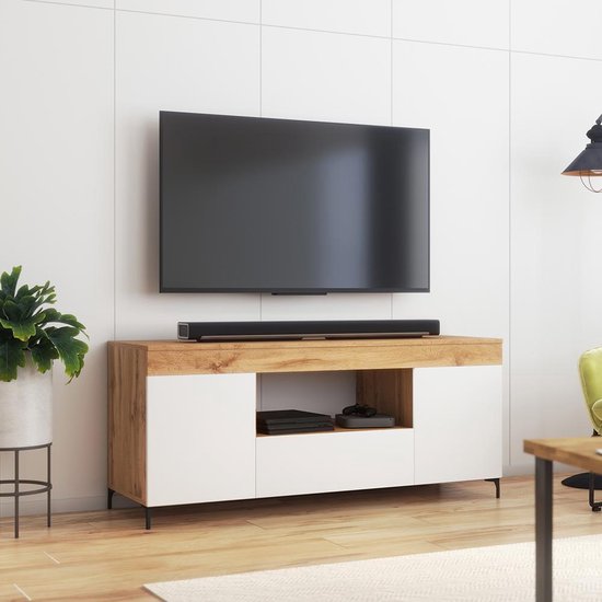 dosis eiland aantrekken Maison's Gusto – TV meubel – TV Kast – Wit/Bruin – Vijf compartimenten –  Open... | bol.com