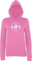 FitProWear  Hoodie Dames Badge - Roze  - Maat XXL - Dames  - Trui - Slim Fit - Slim Fit Trui - Getailleerde trui - Trui getailleerd - Sporttrui - Sweater - Hoodie - Katoen / Polyes