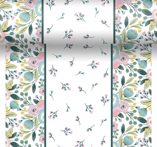 Duni Tafelloper Op Rol Blossoms 40 X 480 Cm Papier Blauw/roze | bol.com