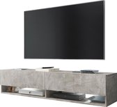 Maison’s Tv meubel – Tv Kast meubel – Tv meubel – Tv Meubels – Tv meubels Betonlook – Grijs – LED Verlichting – Wander – 140x30x32,5