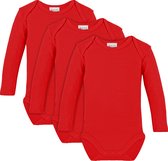 Link Kidswear - Unisex lange mouw romper van biologisch katoen - maat 62/68 - rood - 3 stuks