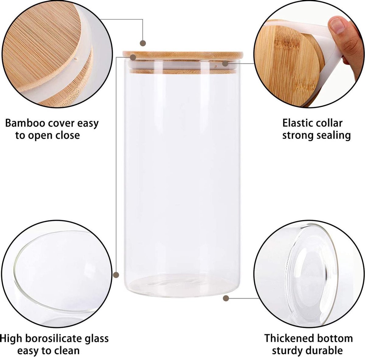 2 x 2 L réserve verres verre conservation Tursu Récipient Pot Plastique Couvercle 