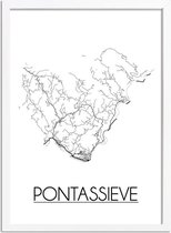 Pontassieve Plattegrond poster A4 + fotolijst wit (21x29,7cm) DesignClaud