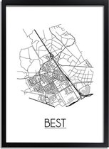 Best Plattegrond poster A4 + fotolijst zwart (21x29,7cm) - DesignClaud