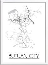 Butuan City Plattegrond poster A4 + fotolijst wit (21x29,7cm) - DesignClaud