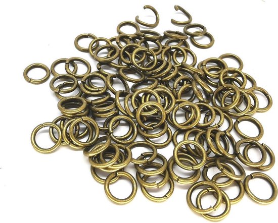 50 x Open Ring brons Ø 8 mm, gebruikt voor het monteren van slotjes,  bedeltjes en nog... | bol.com