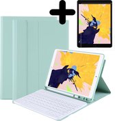iPad 10.2 2019/2020 Hoes Bluetooth Toetsenbord Met Uitsparing Apple Pencil En Screenprotector - Mint Groen
