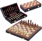 HOUTEN CHESS Schaakspel Opklapbaar XL - Schaakbord Compleet met Schaakstukken - 38.5 x 38.5 x 5.8 cm