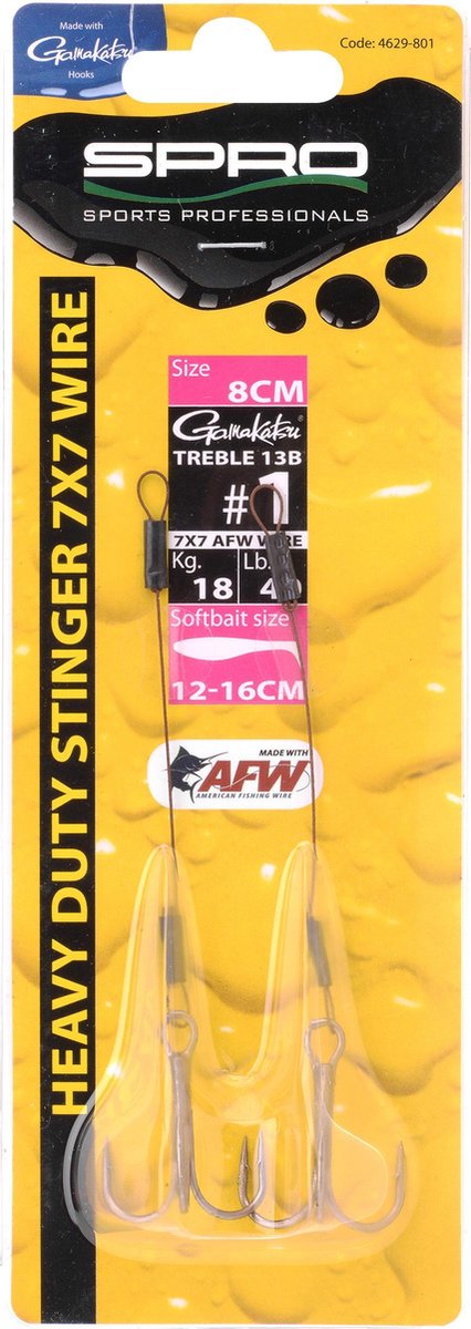 Spro Heavy Duty Stinger 7x7 (18 kilo) - Maat : 10cm - haak 1 - Softbait 14-20cm