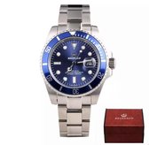 Reginald Horloges - Silver Blue - Horloge mannen - Luxe Design - Heren horloge - 40 mm - Roestvrij Staal - Waterdicht  - Schokbestendig - Geschenkset