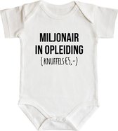 Romper - Miljonair in opleiding (knuffels € 5,-) - maat: 62/68 - korte mouw - baby - rompertjes baby - rompertjes baby met tekst - rompers - rompertje - rompertjes - stuks 1 - wit