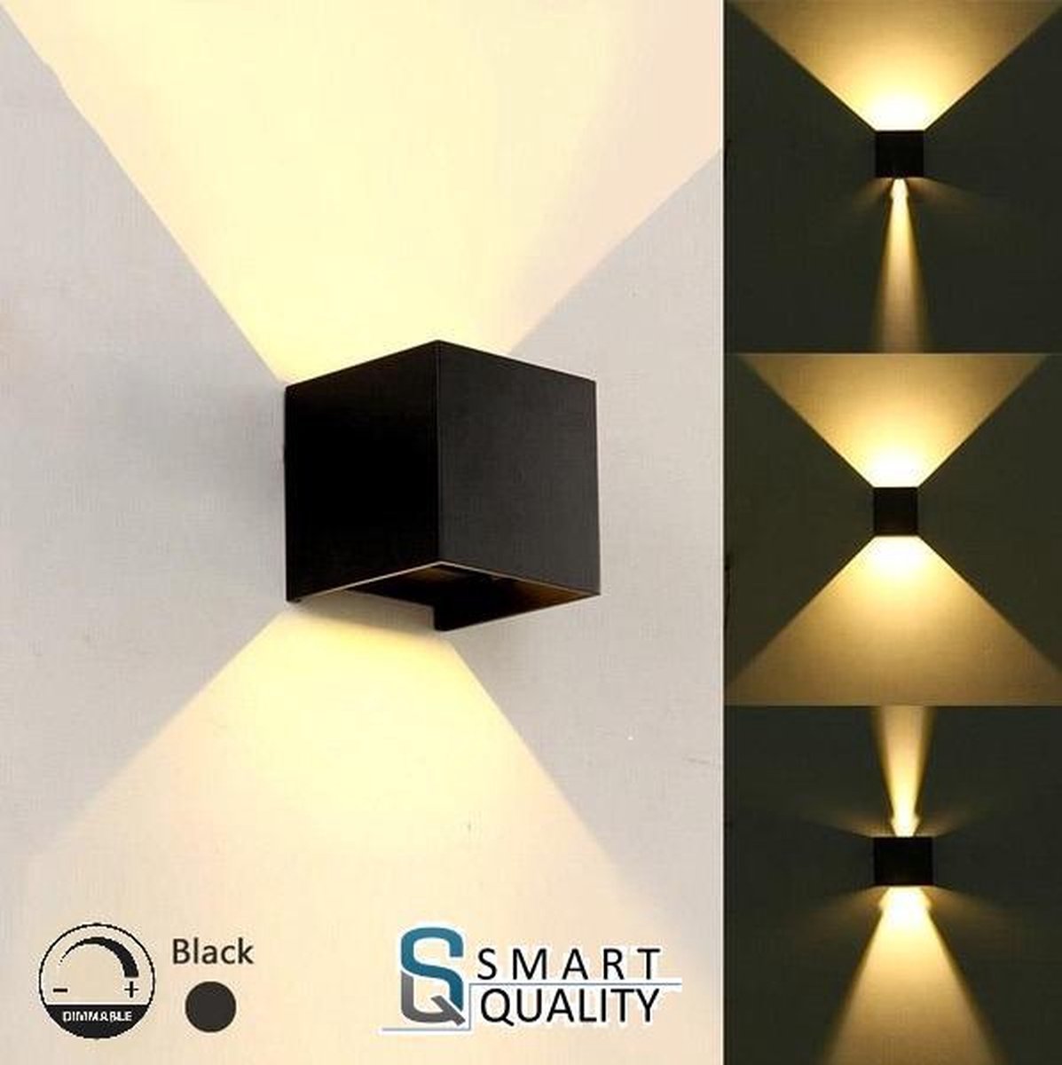Smart Quality - LED wandlamp dimbaar - Kubus - IP65 - 12 Watt - Up & Down - Indoor & Outdoor - Waterdicht - Tuin verlichting - badkamerverlichting