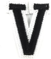 Alfabet Strijk Embleem Letter Patch Zwart Wit Letter V / 3.5 cm / 4.5 cm