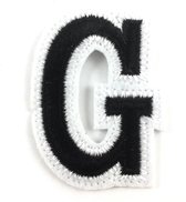 Alfabet Strijk Embleem Letter Patch Zwart Wit Letter G / 3.5 cm / 4.5 cm