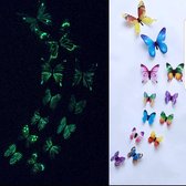 3D vlinders glow in the dark multi - muursticker vlinders lichtgevend