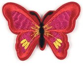 Vlinder Strijk Patch In Verschillende Kleuren 7 x 5,5 cm Roze