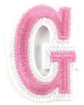 Alfabet Strijk Letter Embleem Patches Roze Wit Letter G / 3.5 cm / 4.5 cm