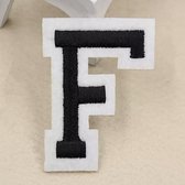 Alfabet Letters Strijk Embleem Patches Zwart Wit Letter F / 4 cm / 5 cm