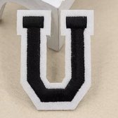 Alfabet Letters Strijk Embleem Patches Zwart Wit Letter U / 4 cm / 5 cm