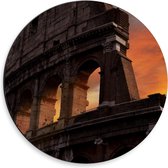 Dibond Wandcirkel - Colosseum met Zonsondergang in Rome - 30x30cm Foto op Aluminium Wandcirkel (met ophangsysteem)