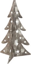 J-Line Kerstboom 3Delig Metaal Glitter Donker Grijs Small Set van 2 stuks