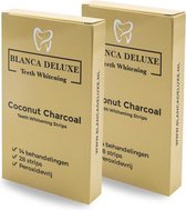 BLANCA DELUXE ® TEETH WHITENING STRIPS - Coconut Charcoal Whitening Strips - Tandenbleek Strips - Zonder Peroxide (0%) - 28 Tandenbleek Strips - 100% Natuurlijk - Veilig Bleekmiddel - Tandenb