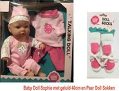 Baby Doll Sophie met geluid 40cm en een Paar Doll Sokken