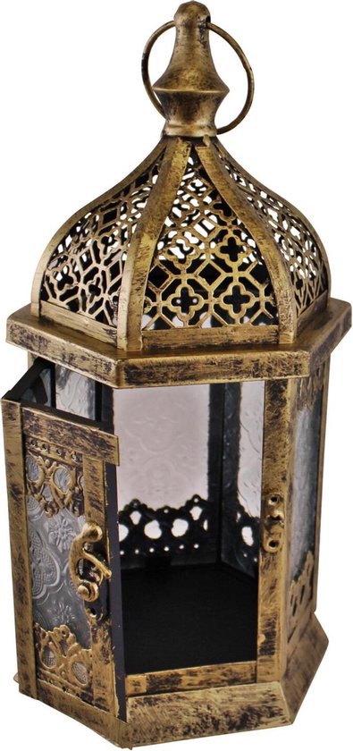eeuwig Harmonie Vertrappen Grote kasbah-kaarslantaarn in Marokkaanse stijl van goudkleurig metaal |  bol.com